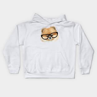 Cute  pomeranian dog with eye glasses Kids Hoodie